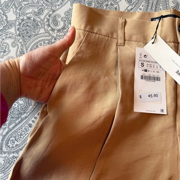 Zara Tall Wide Leg Trousers in Caramel Brown | High Waisted | Small - Picture 10 of 10